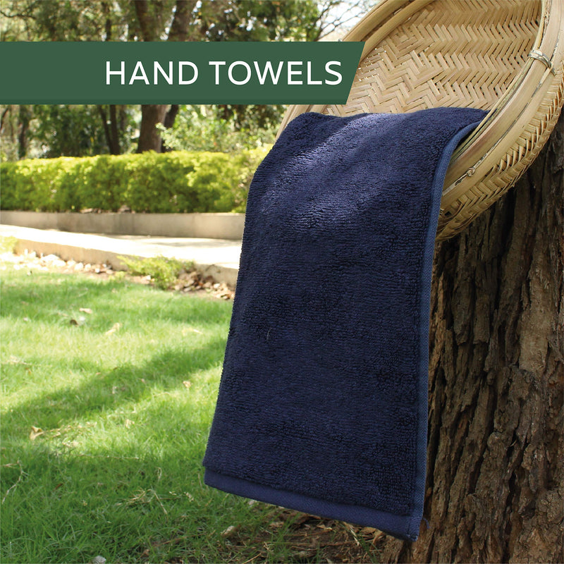 HEELIUM Bamboo Hand Towel, 65 X 40 Cm, Super Soft & Quick Absorbent & 600 Gsm, Blue & Grey