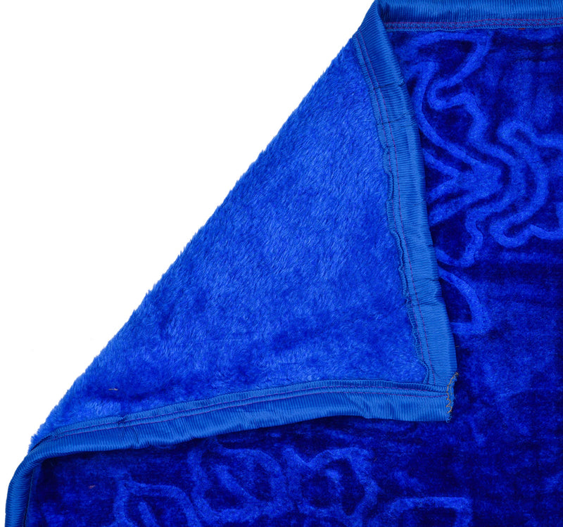 SPANGLE Floral Self Warm Soft Luxurious 360 TC Mink Single Bed Blanket (Blue)