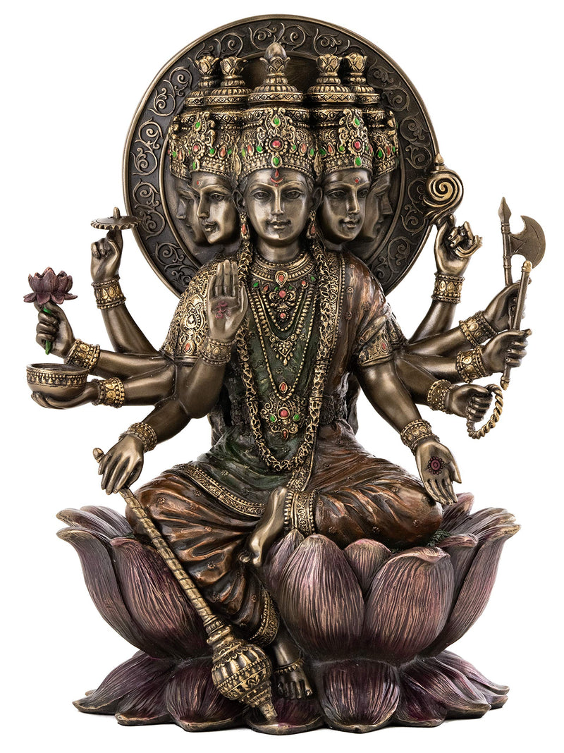 Top Collection Gayatri MATA Statue- Hindu Goddess of Untiring Pursuit of Knowledge and Wisdom Sculpture in Premium Cold Cast Bronze - 10.25-Inch Collectible Figurine