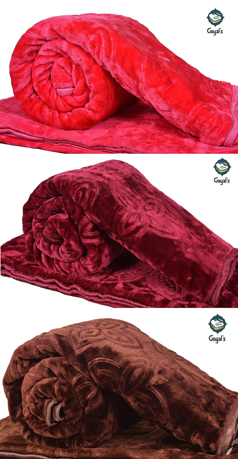 goyal's Super Soft Mink 500 TC Single Bed Blanket, 63 X 85 Inches, Pink, Brown & Marron - Pack of 3