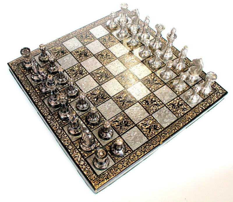 StonKraft 12" x 12″ Collectible Premium Brass Made Chess Board Game Set + All Brass Pieces