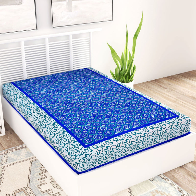 Bombay Spreads Cotton 144 TC Bedsheet (Blue_Single)