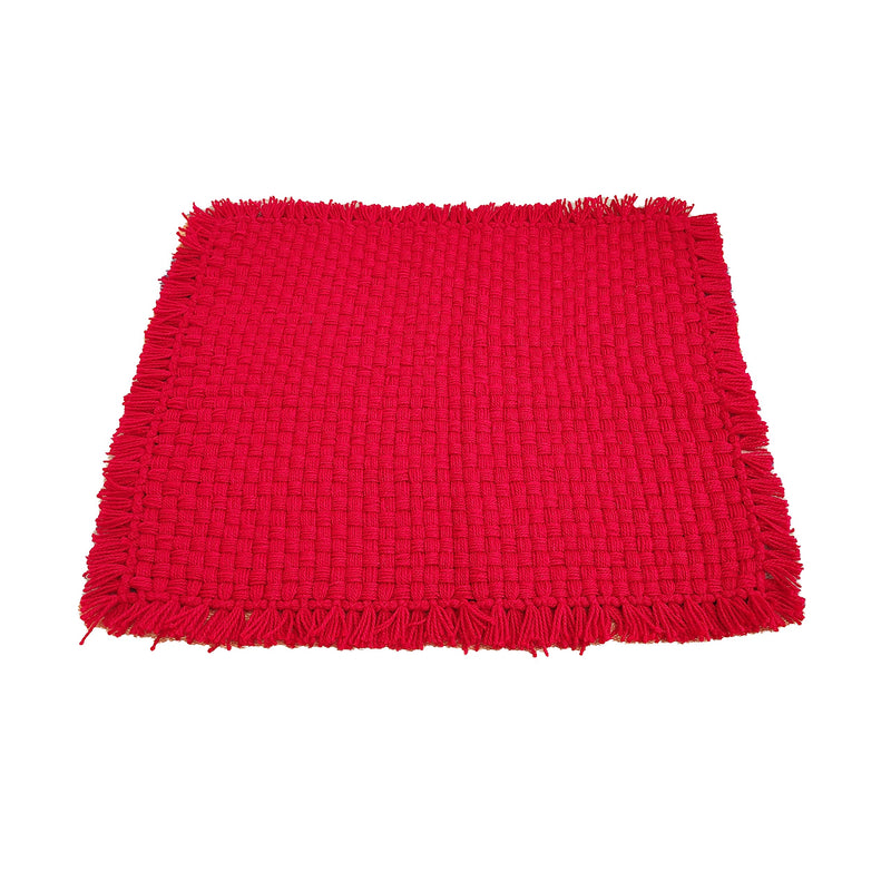 Jaipur Woollen Handicraft Soft Wool Handmade Pooja Aasan mat (Red, 24x21)