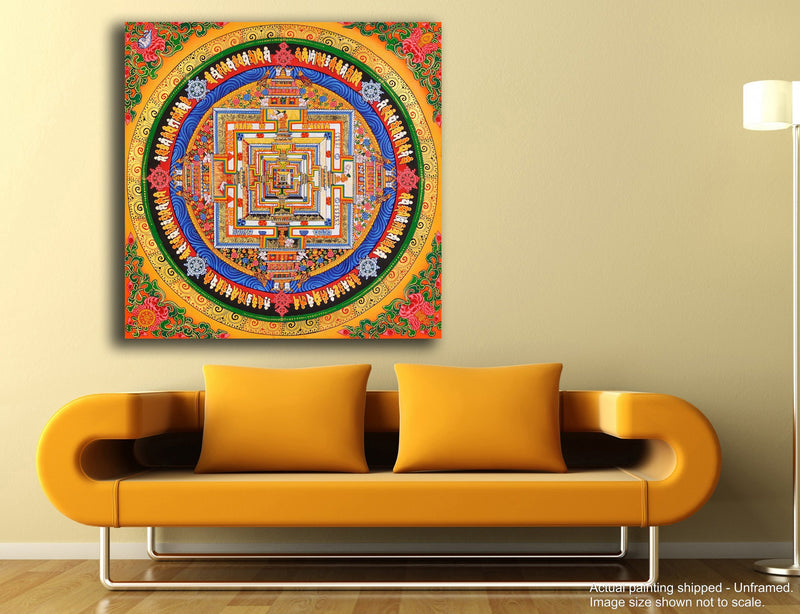 Tamatina Mandala Art Canvas Painting | Kalachakra Mandala|Size - 24X24 Inches.p73