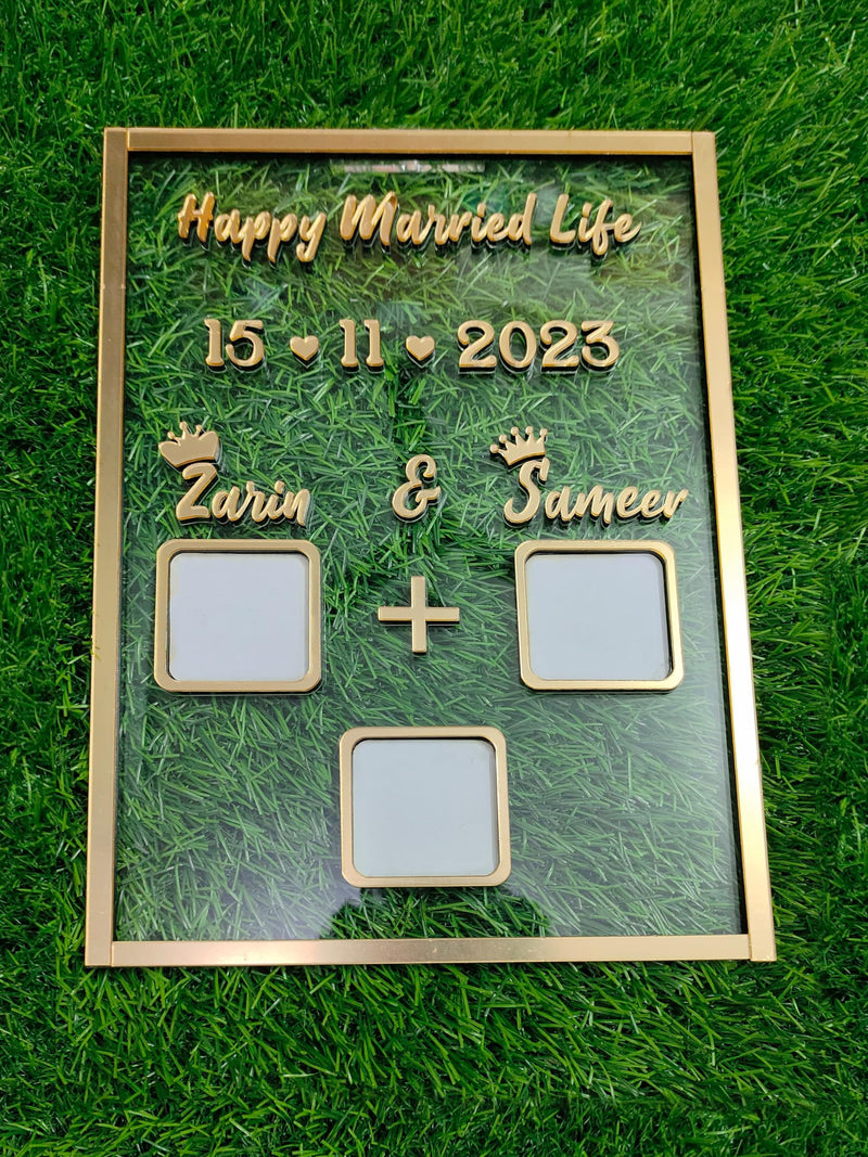 Couple Thumb Impression Gift (21 Cm X 29.7 Cm)| Wedding Thumb Print | Couple Gift| Finger Print Gift| Personalized Text | Golden Metal Design| Anniversary Gift