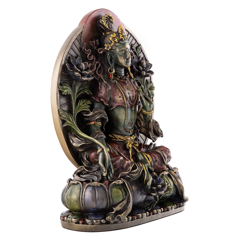 Top Collection Green Tara Female Buddha Statue- The Great Compassionate Mother Sculpture in Premium Cold Cast Bronze- 7.75-Inch Collectible East Asian New Age Buddha Figurine