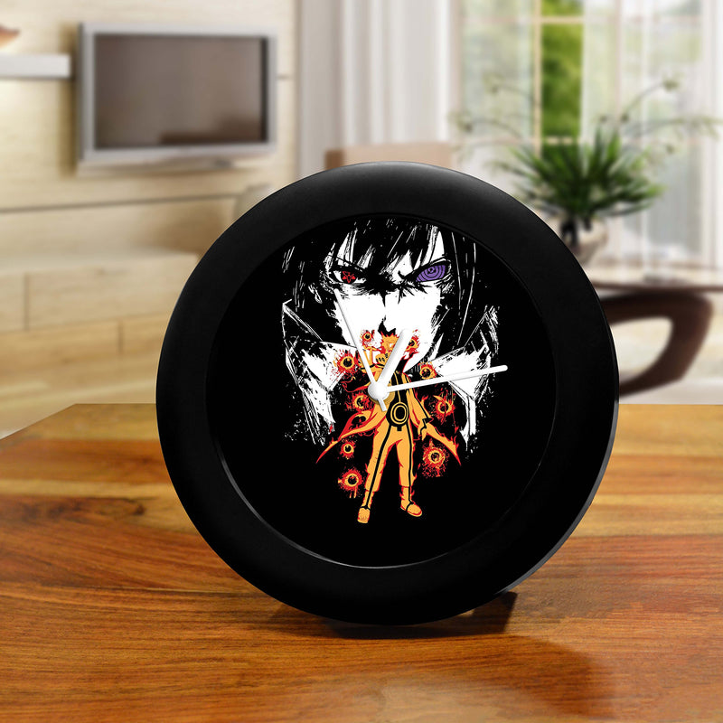 MCSID RAZZ Plastic Naruto vs Sasuke Table Clock (Multicolour, Length 16.5 cm, Width 16.5 cm and Height 4 cm, India)