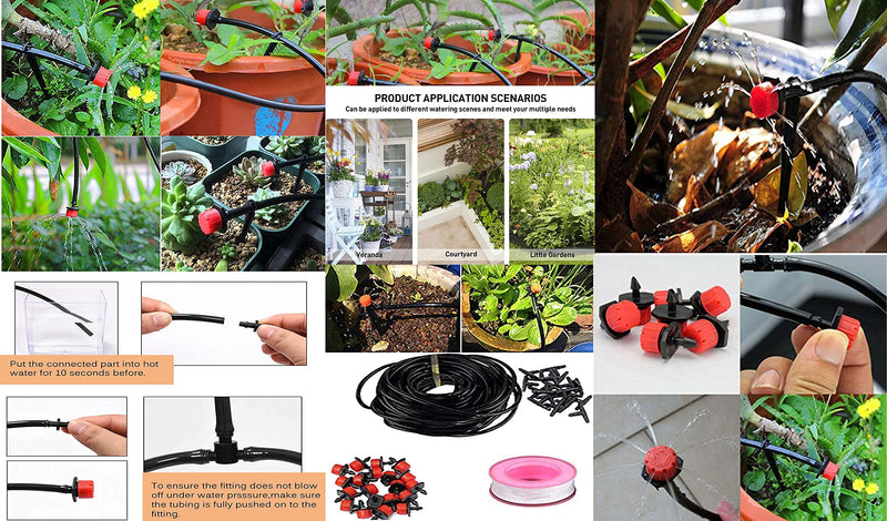 DIY Crafts Micro Drip Irrigation Kit Adjustable Nozzle Automatic Watering Kits,Plant Watering System for Patio,Greenhouse,Lawn,Garden No Installation Require (For 2 Pot, Ready To Install Kit)