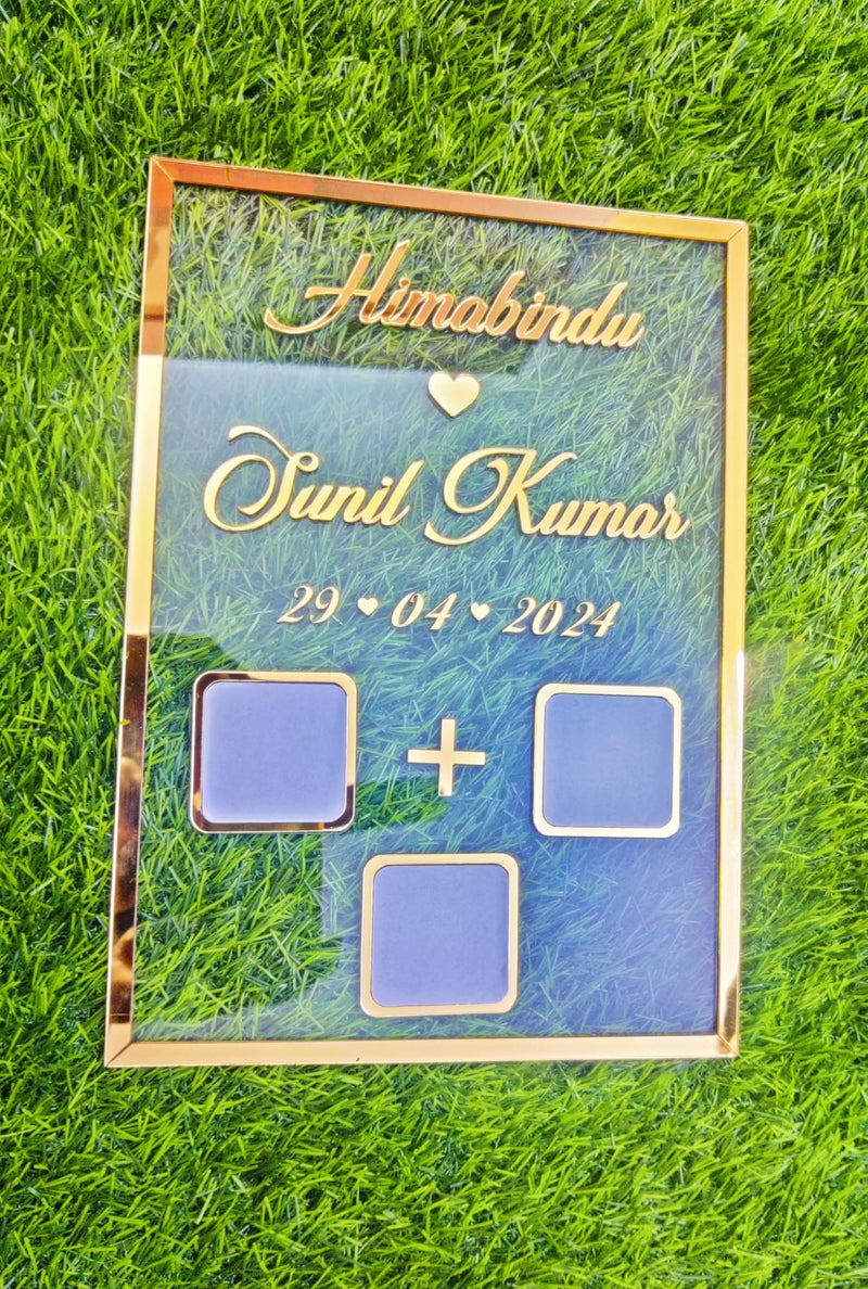 Couple Thumb Impression Gift (21 Cm X 29.7 Cm)| Wedding Thumb Print | Couple Gift| Finger Print Gift| Personalized Text | Golden Metal Design| Anniversary Gift