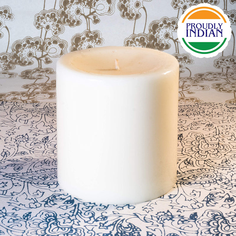 Aura Unscented Round Pillar Candles, 4x4 Inches