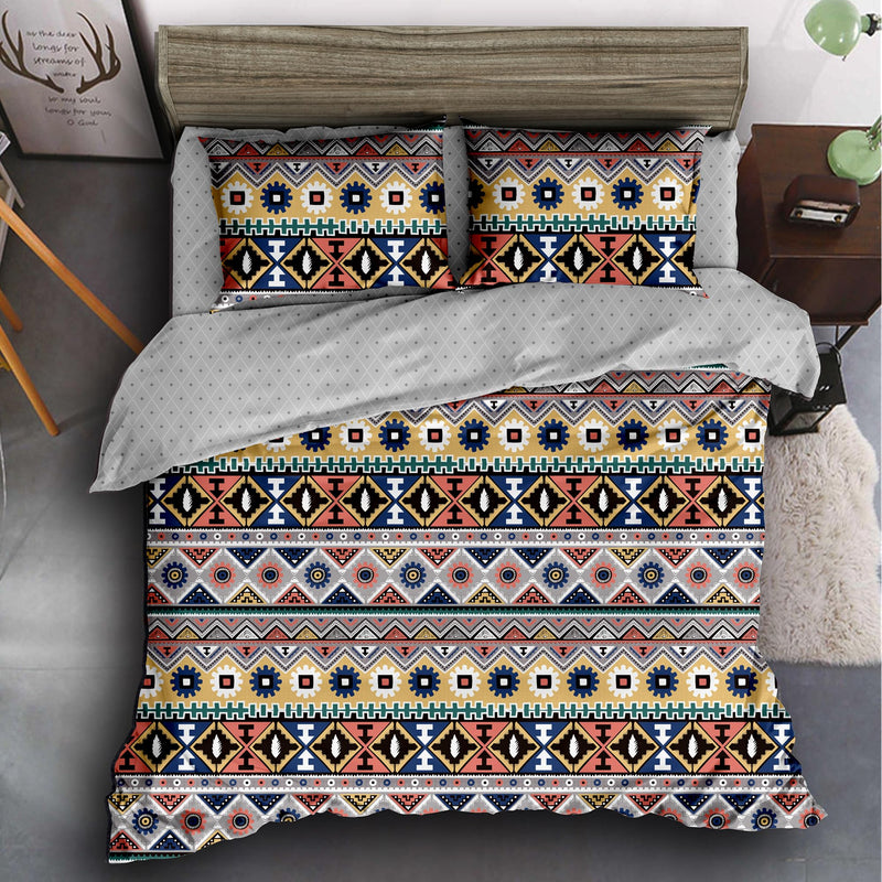 Story@Home Satin Printed Double Bedsheet with King Size 2-Pillow Covers 240 TC All Season Boho Collection Microfiber, Glaze Cotton, and Satin Blend for Luxurious Living- 225CM X 250CM- Beige & Grey.