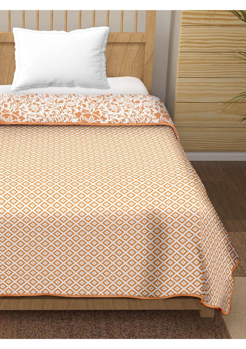 Anadhika 100% Cotton Reversible Dohar Single Bed AC Blanket for Summer Winter Travelling Light Weight Soft Blanket 60"x90" -Abstract Orange