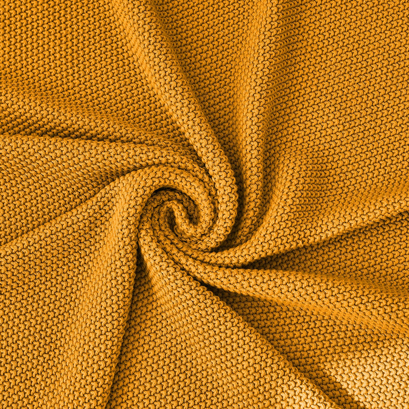 Cazimo Soft 100% Cotton Knitted Throw Blanket - 50 x 60 inches, Yellow