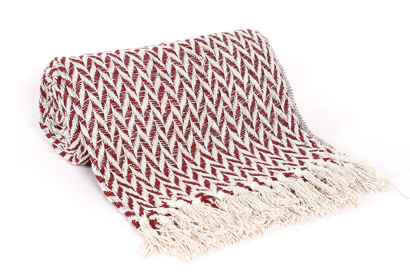 Handicraft-Palace Hand Knitted Blankets Throw Soft AC Blanket Winter Warm (Maroon)