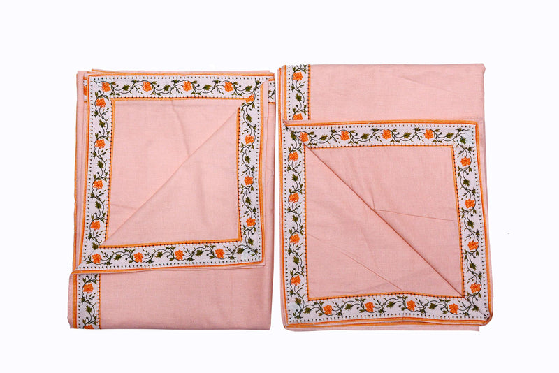 Blumfye Pure Cotton Soft Blanket/Chaddar/Top Sheet (Peach) Pack of 2