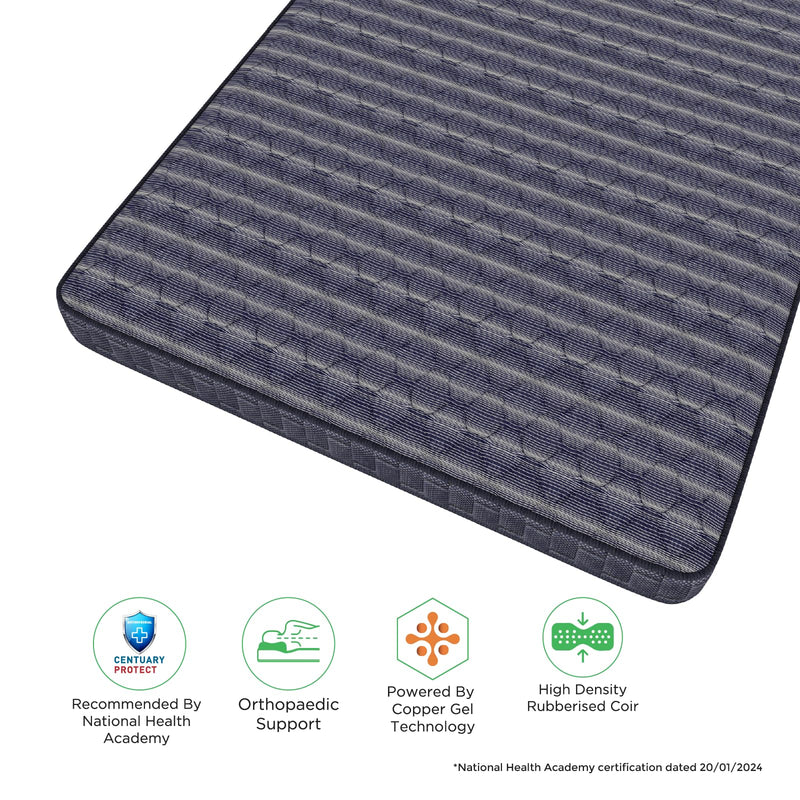 Centuary Mattresses Dr. Sleep+ Orthopaedic Extra Firm Foam Mattress,5-Inch King Size Bed Mattress,Spine Support,Rubberised Coir Mattress (72x72x5)