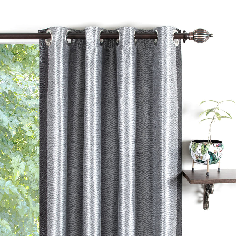 Deco Window Set of 2 Semi-Blackout Curtains for Doors 7.5 Feet Ashley Room Darkening Thermal Insulated Soft Touch Polyester Privacy Panels with Stainless Steel Grommets (Grey)