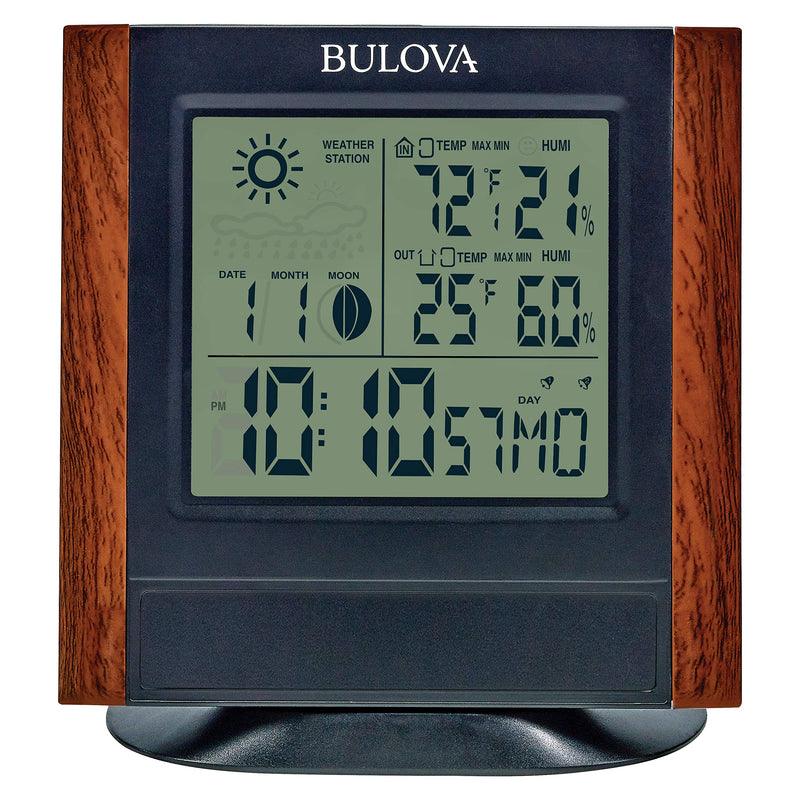 Bulova Forecaster Versatile Tabletop Clock, Brown & Black