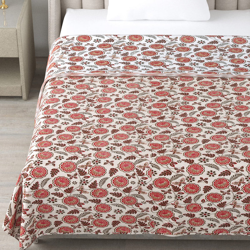 Shubastik Cotton Printed Single Bed Reversible Dohar/AC Quilt for Single Bed (60 X 90 Inch)