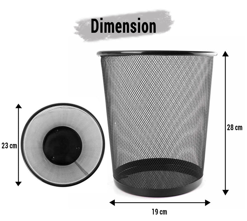 TIED RIBBONS TiedRibbons Metal Mesh Big Size Dustbin for Room for Kids | Waste Paper Basket(Black, 10 LTR)