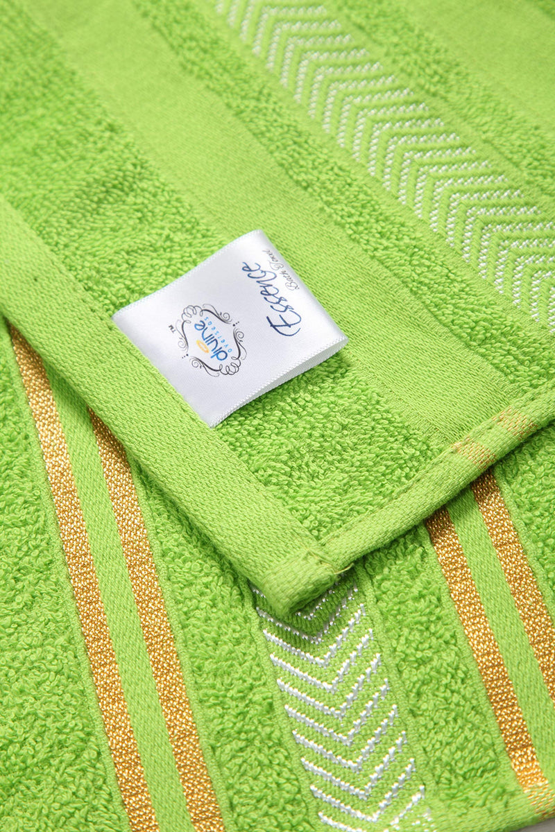 DIVINE OVERSEAS Essence Extra Light Weight Soft, Absorbent, Durable, Reasonable, Quick Dry -100% Ring-Spun Cotton Yarn - 400 GSM (Pack of 10 Family Towel Set, Natural Green)