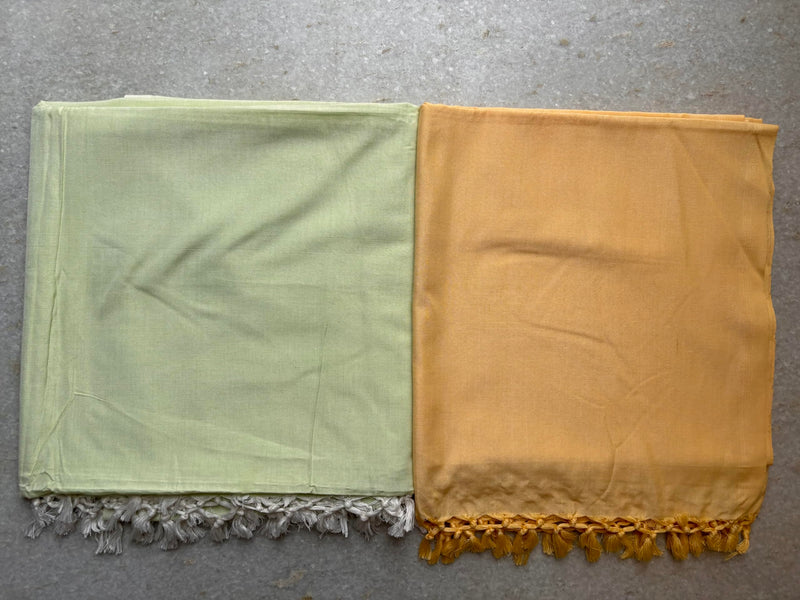 Bhagalpuri Handloom | Dull Chadar Bhagalpuri |Traditional Organic Blend of Cotton & Silk | AC Room Soft Chadar for Summer | All Season andi Chadar/Blanket| 2X Thread Quality - Pack of Green & Yellow