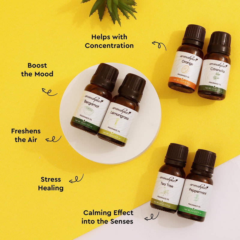 Aromahpure Fragrance Oil - Refreshing Series | 90 ml | Set of 6| Aroma Oil for Home Fragrance | Best for Aromatherapy | Used in Diffusers, Candles, Air Fresheners, Soaps.