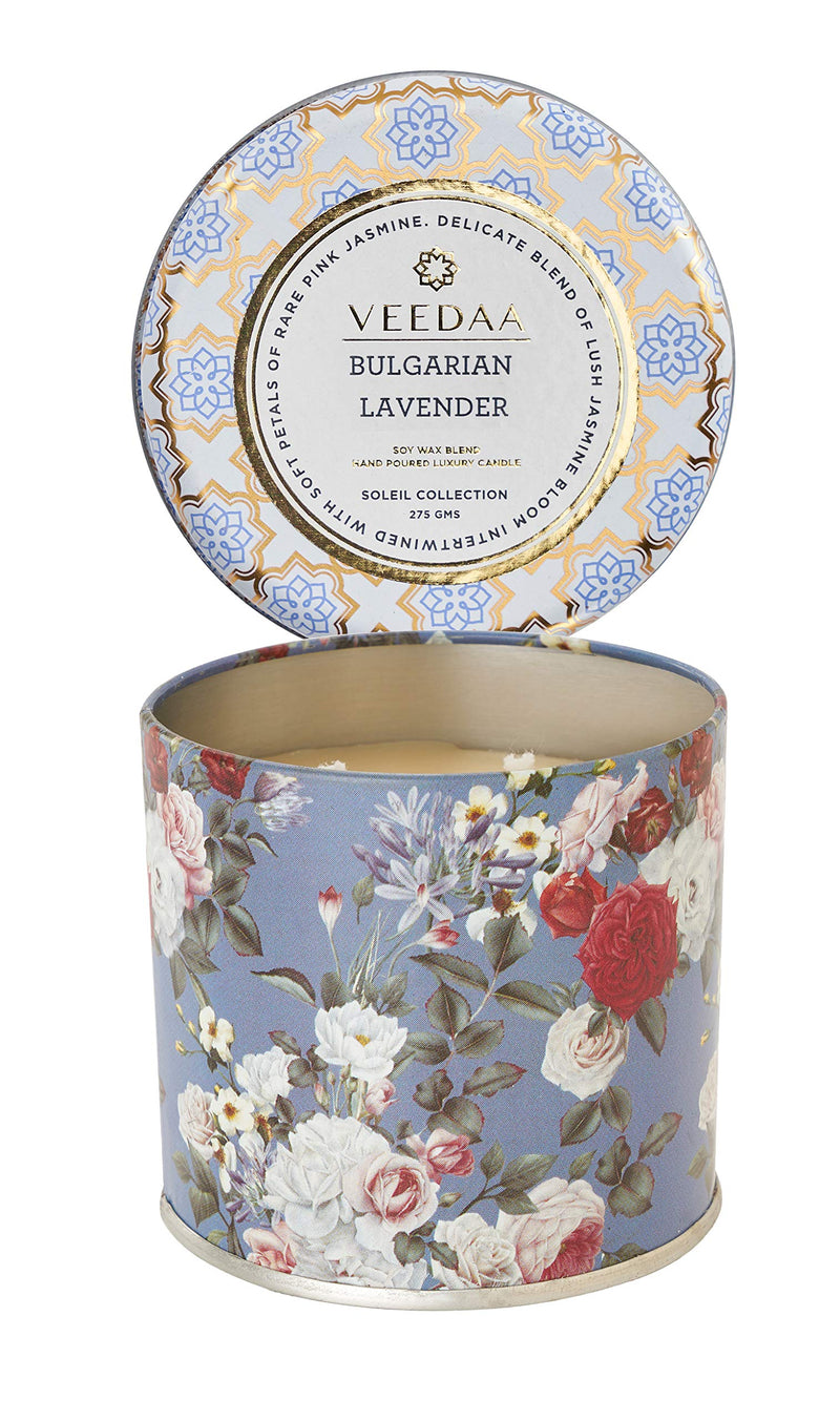 VEEDAA Bulgarian Lavender Mason Tin Soy Wax Scented Candle (Burns 25 hours)