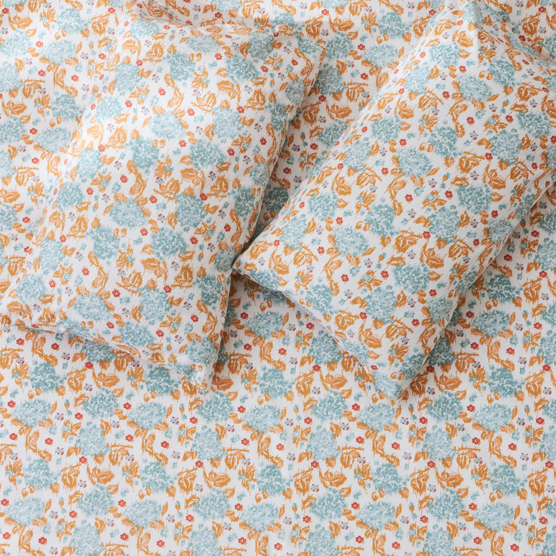 TEAL by Chumbak Bedsheets - Queen Size (Pixel Florals Teal)