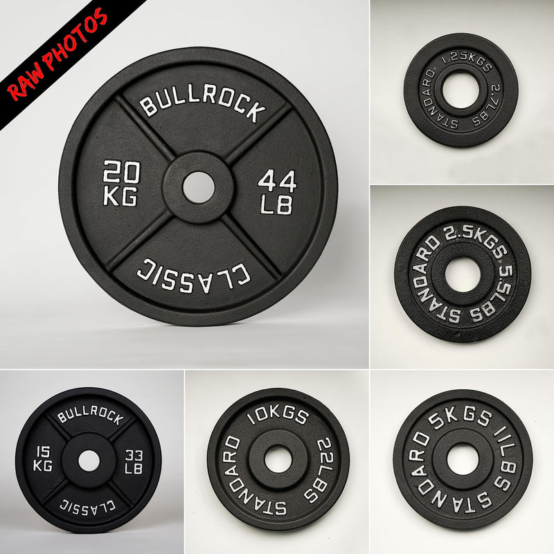 BullrocK Olympic Cast Iron Weight Plates 2-inch Disc for Powerlifting, Home Gym & Commercial Competition Plate of 1.25Kg 2.5Kg 5Kg 10Kg15Kg 20Kg (7.5kg Set (1.25x2, 2.5x2))