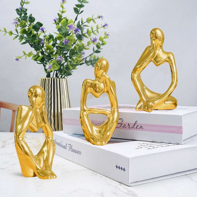 Xtore Golden Thinker Statue for Home Decor | Table Decor (Pack of 1, Golden)