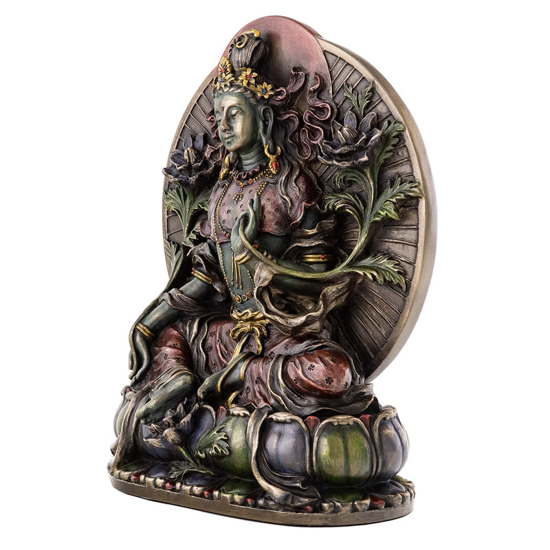 Top Collection Green Tara Female Buddha Statue- The Great Compassionate Mother Sculpture in Premium Cold Cast Bronze- 7.75-Inch Collectible East Asian New Age Buddha Figurine