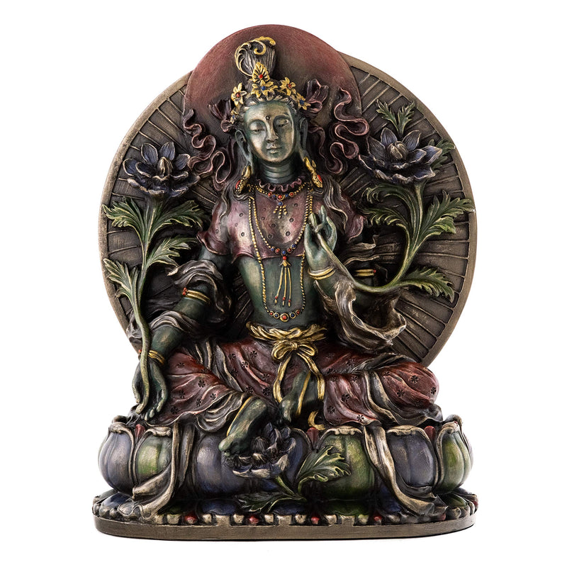 Top Collection Green Tara Female Buddha Statue- The Great Compassionate Mother Sculpture in Premium Cold Cast Bronze- 7.75-Inch Collectible East Asian New Age Buddha Figurine