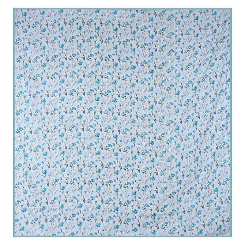 Kuber Industries Lightweight Tropical Plant Design Cotton Reversible Double Bed Dohar|AC Blanket for Home & Travelling (Sky Blue)