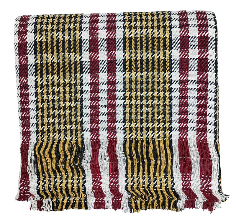 Arvore Bunkaar Striped Pure Handloom 100% Desi Thick and Heavy Cotton Khes/Summer Blanket/Chadar/Yoga Blanket (Red Yellow Checks)