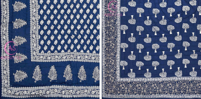 AUROSTYLE Pure Cotton 400 TC Traditional Rajasthani Printed Light Weight Jaipuri Single Bed Quilt/Razai/Rajai (Design 13, Single Bed - Set of 2 Combo Set)