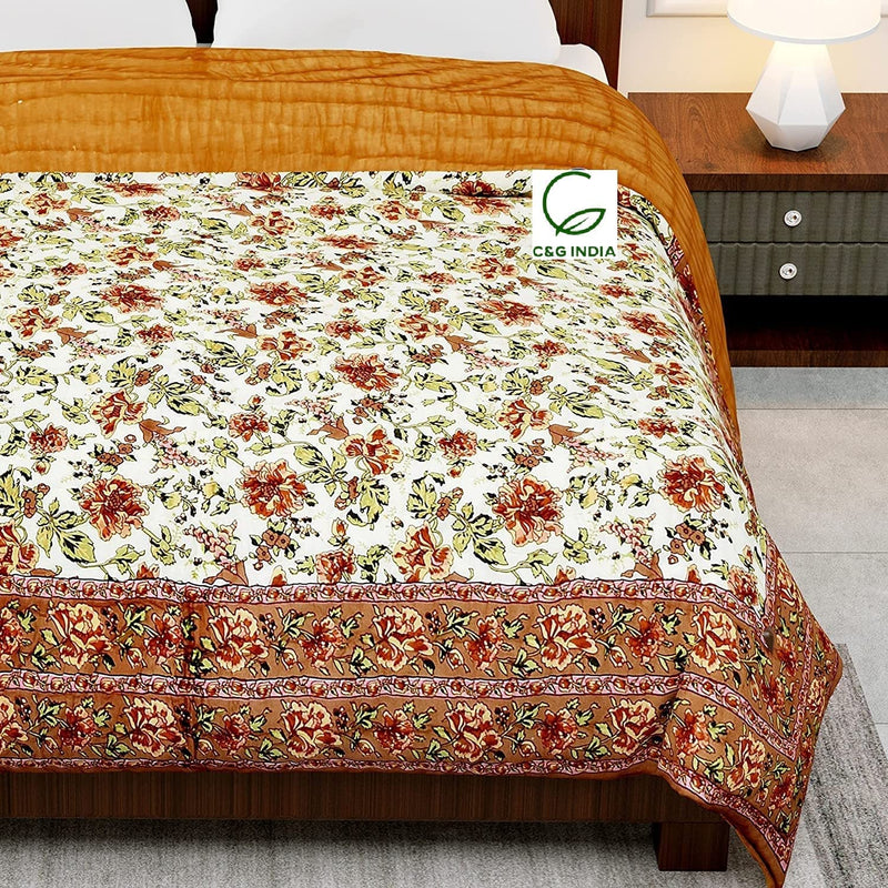 C&G INDIA Jaipuri Razai Double Bed Ac Quilt 85x100 (Garden Flower)