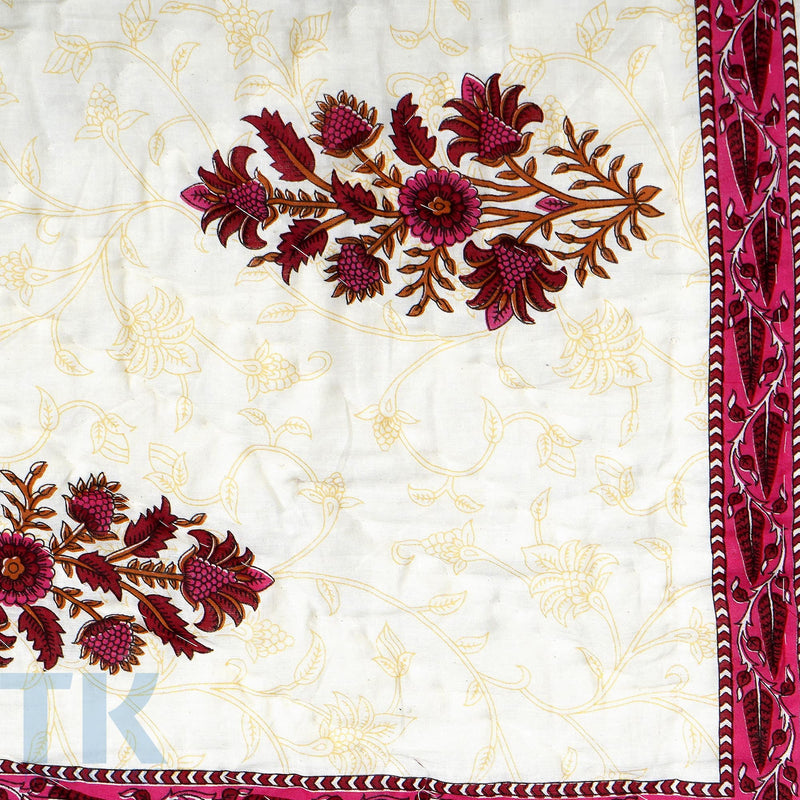 THROW KING World Famous Rajasthani Jaipuri razai Pure Cotton Single Bed Jaipuri Razai Soft AC Quilt/Razai/Rajai Floral Print,Jaipuri razai (90 x 60 inch) (Maroon)