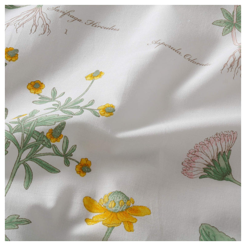 Ikea Cotton Strandkrypa Floral Double Bedsheet and 2 Pillowcase, White, 240x260/50x80 cm (94x102/20x32)