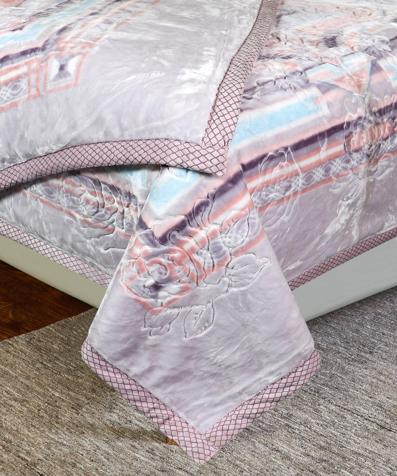 Petals Dreams Blanket Double Bed for Moderate Winter, 800 GSM, 2 Ply, Cloudy Mink Blanket (210x240 cm) (Lavender Grey)