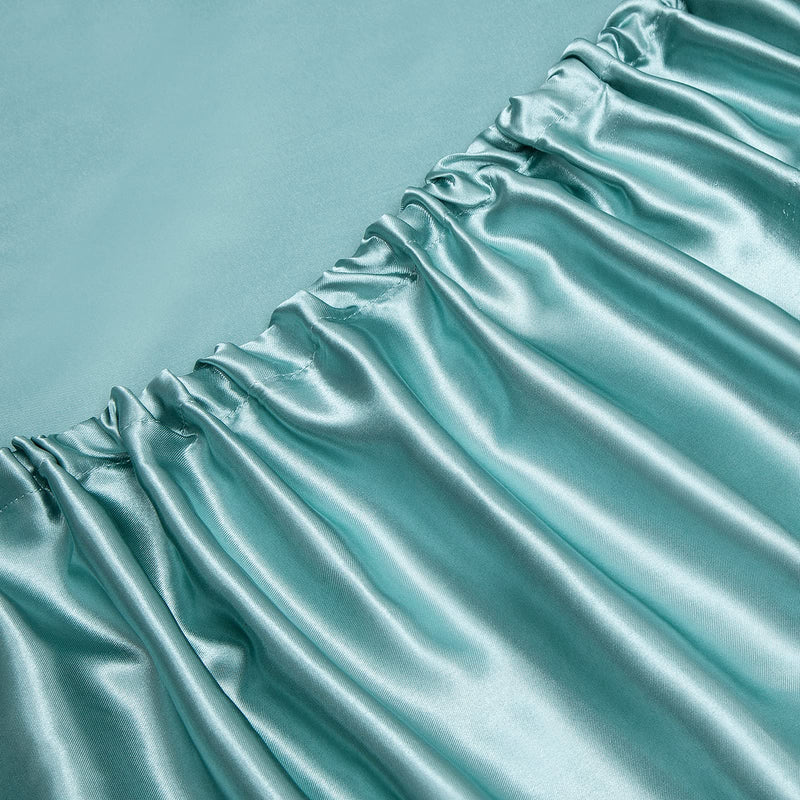 Vonty Satin Sheets Full Size Silky Soft Satin Bed Sheets Aqua Satin Sheet Set, 1 Deep Pocket + Fitted Sheet + Flat Sheet + 2 Pillowcases