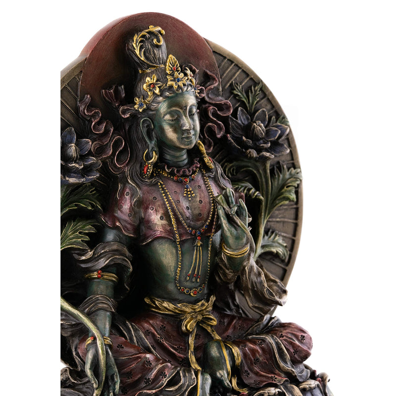 Top Collection Green Tara Female Buddha Statue- The Great Compassionate Mother Sculpture in Premium Cold Cast Bronze- 7.75-Inch Collectible East Asian New Age Buddha Figurine