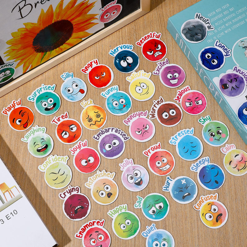 Saysurey 40 Pcs Face Emotional Feelings Funny Refrigerator Magnets Cute Emotion Fridge Magnets Round Decorative Mood Magnets for Whiteboard Kitchen Office Locker Magnetic Surface, 40 Styles