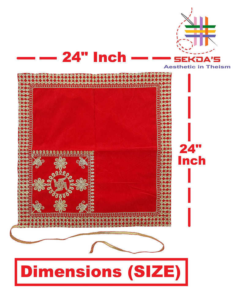 MODEST Red Colour Square Size Ramayan/Geeta Or Any Spiritual Holy Books Cover (Size 24X24 Inch)