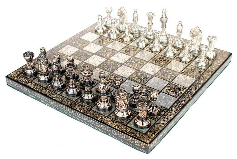 StonKraft 12" x 12″ Collectible Premium Brass Made Chess Board Game Set + All Brass Pieces