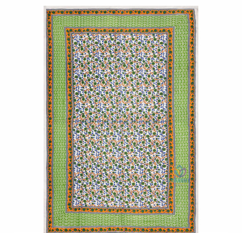 HOPEE SHOP Jaipuri Pure Cotton Razai Garden Flower Print Single Bed Rajasthani Quilt, Light Weight Reversibal Multi Green Rajai (Size 55x85 inch)