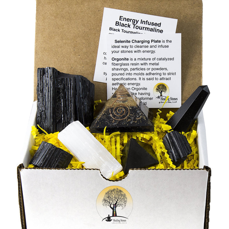 Beverly Oaks Charged Black Tourmaline Crystal Complete Kit - Tourmaline Stone for EMF Protection and Grounding (Deluxe)