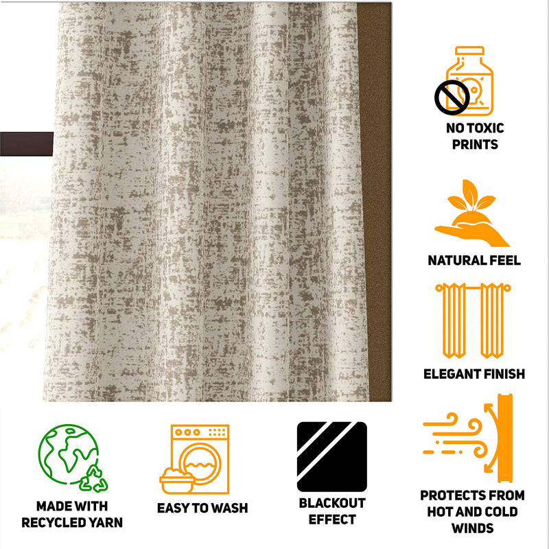 SHADES OF HOME - Ecotex Premium Cotton Solid Blackout Curtains 5 Feet Long For Windows, Set Of 2, Baige Color, Opaque