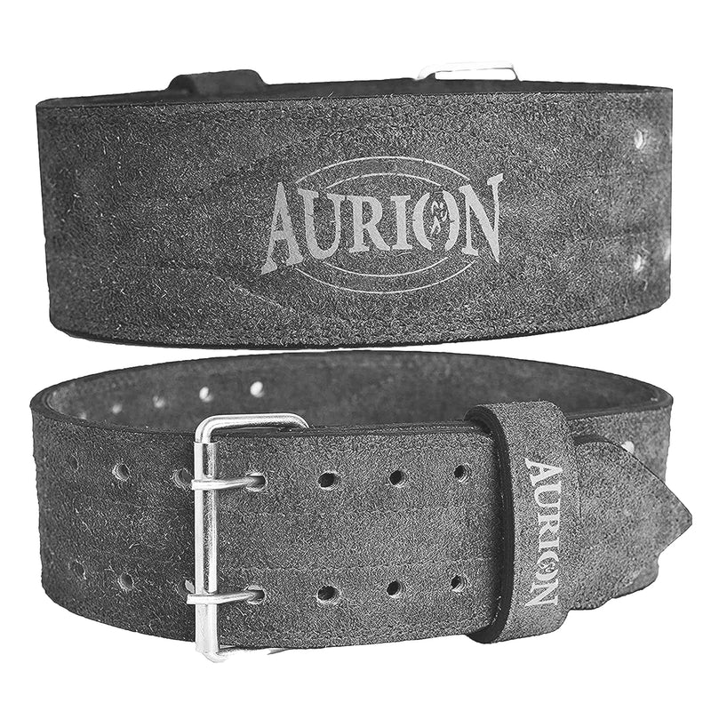 AURION Premium Suede Leather Premium Weightlifting Belt (Small, Grey, 1pc) for Men and Women| Body Fitness Gym Back Support Weightlifting Belt | Gym Equipment | Adjustable Buckle | Power Training