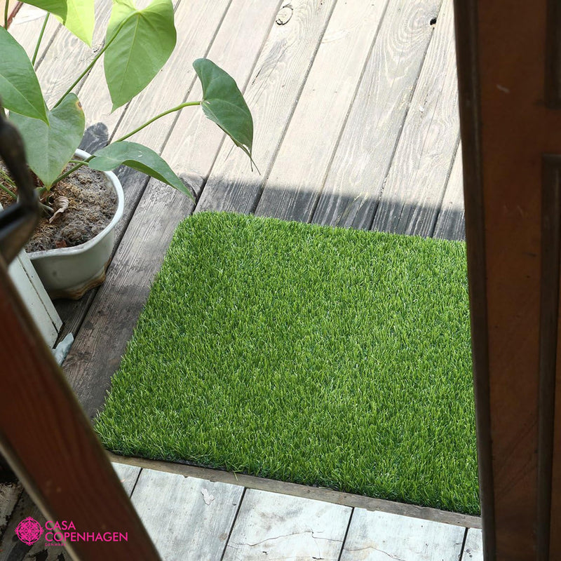 Casa Copenhagen 35 Mm High Density Artificial Grass Carpet Mat for Balcony, Lawn, Door, (3.2X 5Feet), Green